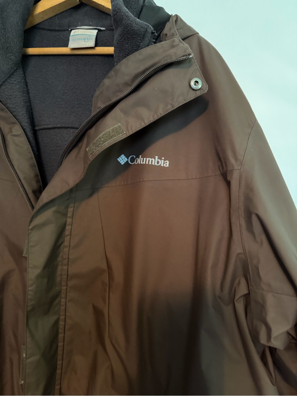 COLUMBIA Interchange Mens Hooded Coat in Brown. Size XXL